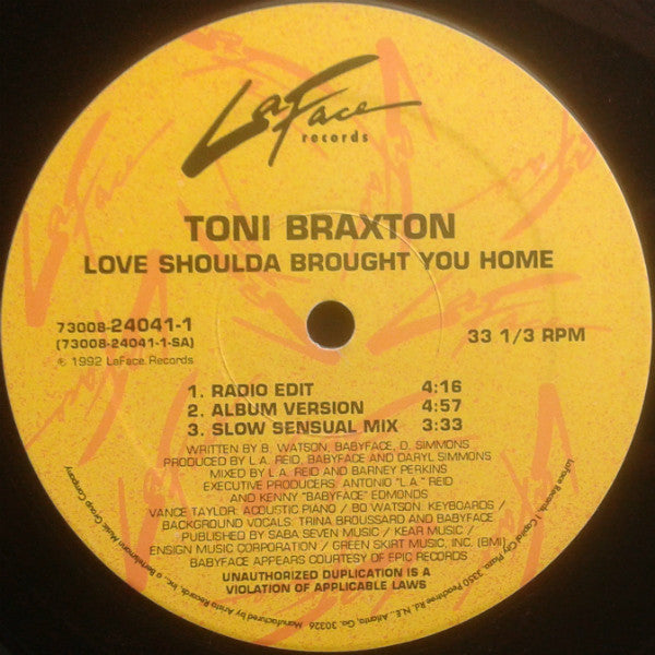 Toni Braxton : Love Shoulda Brought You Home (12", Single)