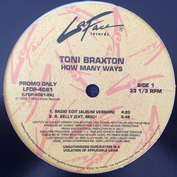 Toni Braxton : How Many Ways (12", Promo)
