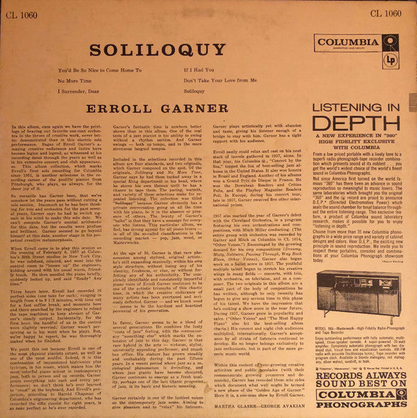 Erroll Garner : Soliloquy (LP, Album, Mono, Ter)
