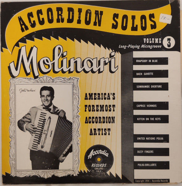 John Molinari : Accordion Solos Volume 3 (10")