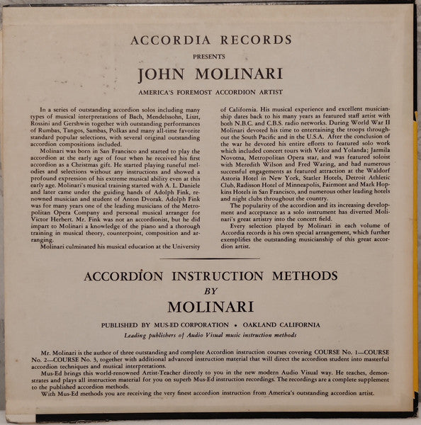 John Molinari : Accordion Solos Volume 3 (10")