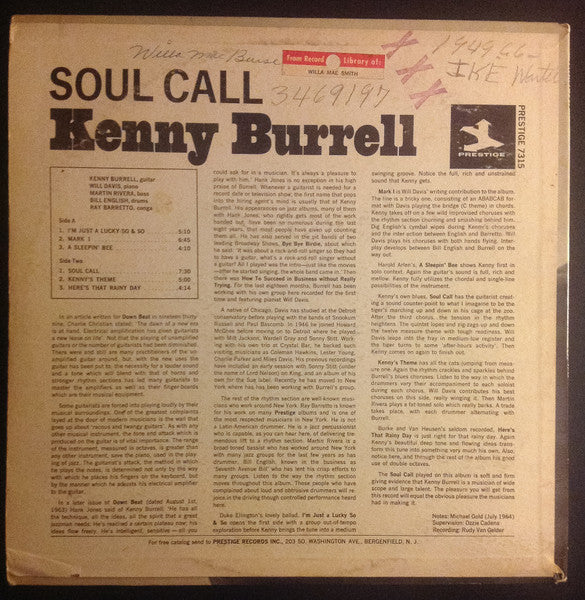 Kenny Burrell : Soul Call (LP, Album, Mono)