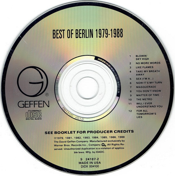Berlin : Best Of Berlin 1979 - 1988 (CD, Comp, Dig)