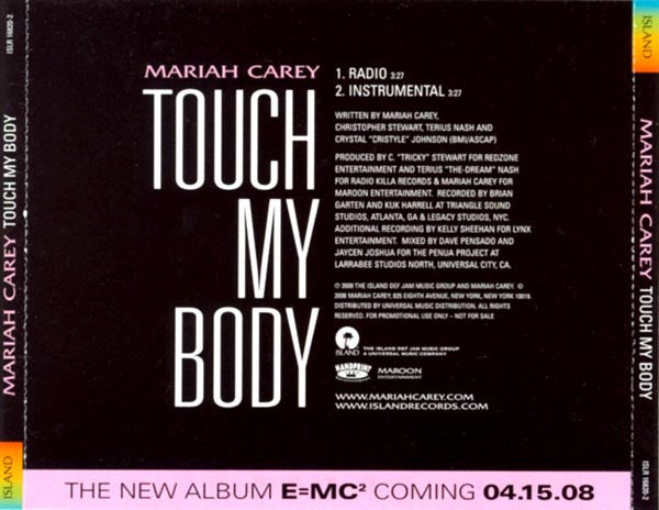 Mariah Carey : Touch My Body (CD, Single, Promo)