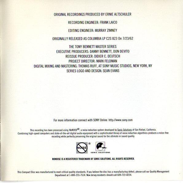 Tony Bennett With Ralph Sharon And His Orchestra : Tony Bennett At Carnegie Hall June 9 1962: Complete Concert (2xCD, RE)