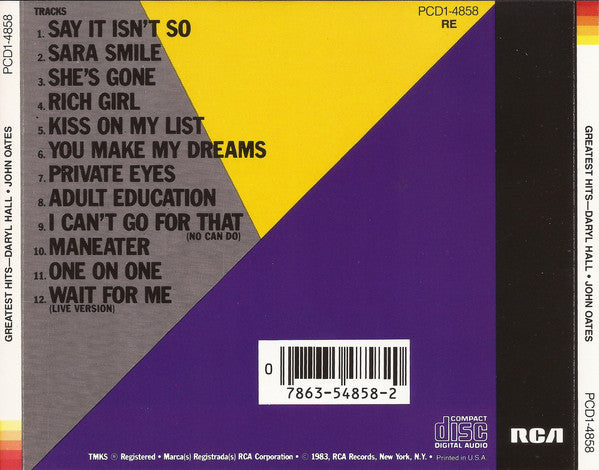 Daryl Hall & John Oates : Greatest Hits (Rock 'N Soul Part 1) (CD, Comp, RE)