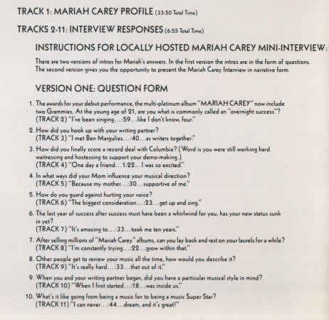 Mariah Carey : Profile (CD, Promo, Transcription)
