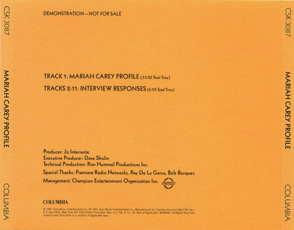 Mariah Carey : Profile (CD, Promo, Transcription)