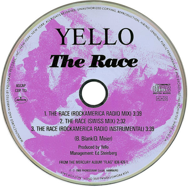Yello : The Race (CD, Single, Promo)