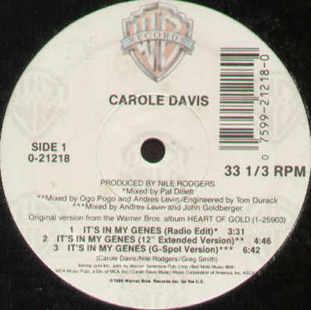 Carole Davis : It's In My Genes (12")