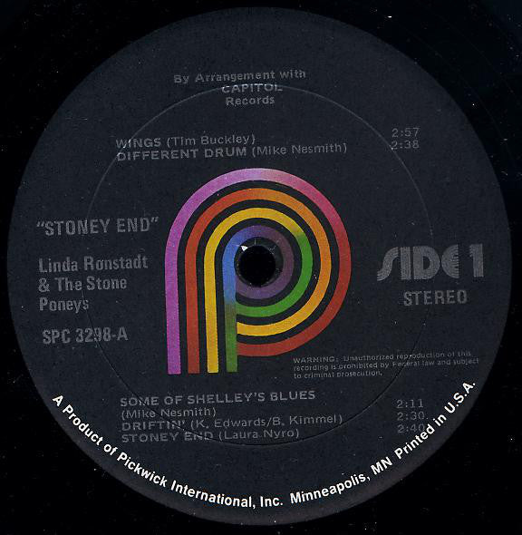 Linda Ronstadt & The Stone Poneys : Stoney End (LP, Comp, RE)