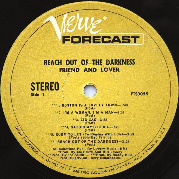 Friend And Lover : Reach Out Of The Darkness (LP, Album, MGM)