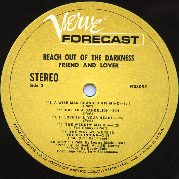 Friend And Lover : Reach Out Of The Darkness (LP, Album, MGM)