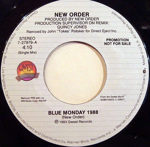 New Order : Blue Monday 1988 (7", Single, Promo)