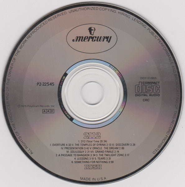 Rush : 2112 (CD, Album, Club, RE)