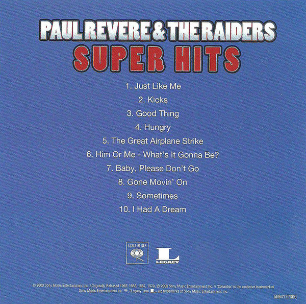 Paul Revere & The Raiders : Super Hits  (CD, Comp)