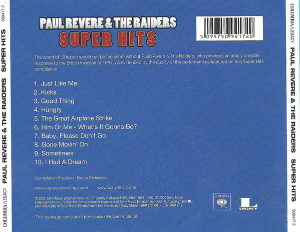 Paul Revere & The Raiders : Super Hits  (CD, Comp)