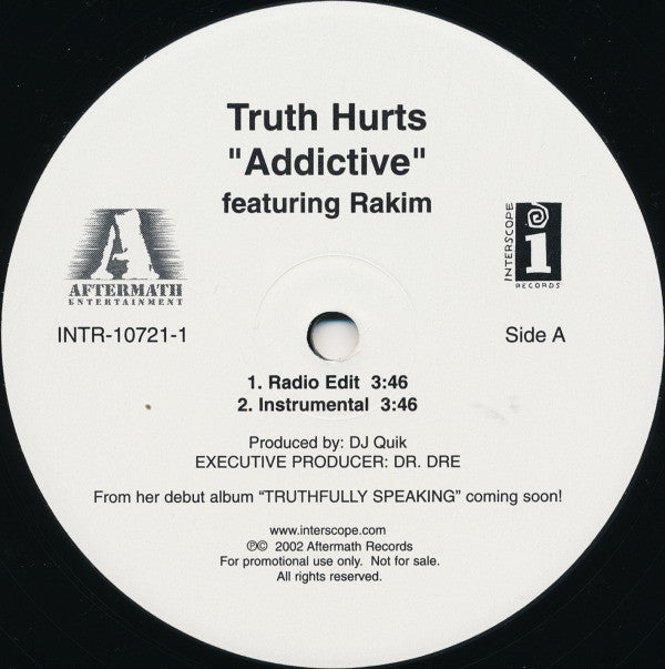 Truth Hurts Featuring Rakim : Addictive (12", Promo)