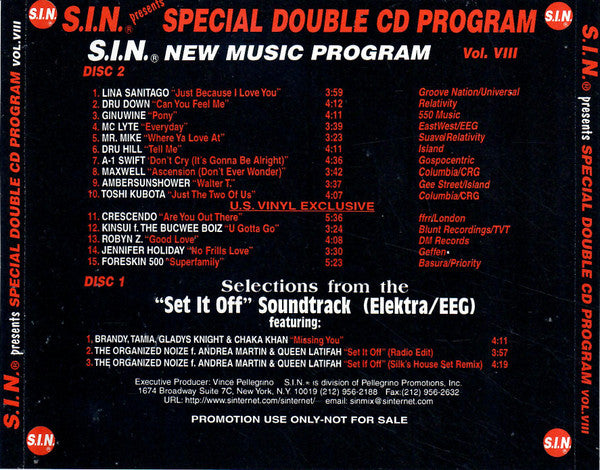 Various : S.I.N.® Presents Special Double CD Program Vol. VIII / S.I.N.® New Music Program (2xCD, Comp, Promo)