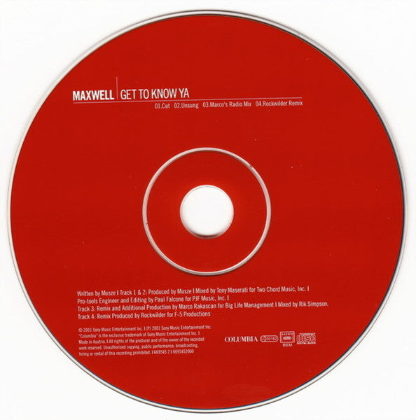 Maxwell : Get To Know Ya (CD, Maxi)