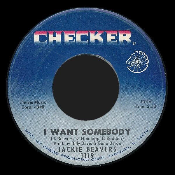 Jackey Beavers : Sling Shot / I Want Somebody (7", Single, RE)
