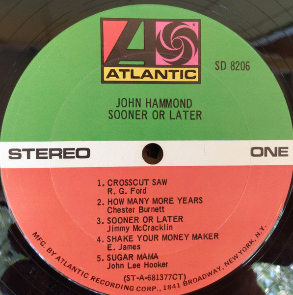 John Paul Hammond : Sooner Or Later (LP, Album, Ter)