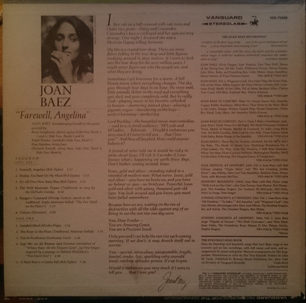 Joan Baez : Farewell, Angelina (LP, Album, RE)