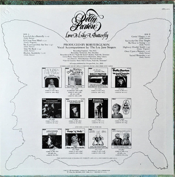 Dolly Parton : Love Is Like A Butterfly (LP, Album, Ind)