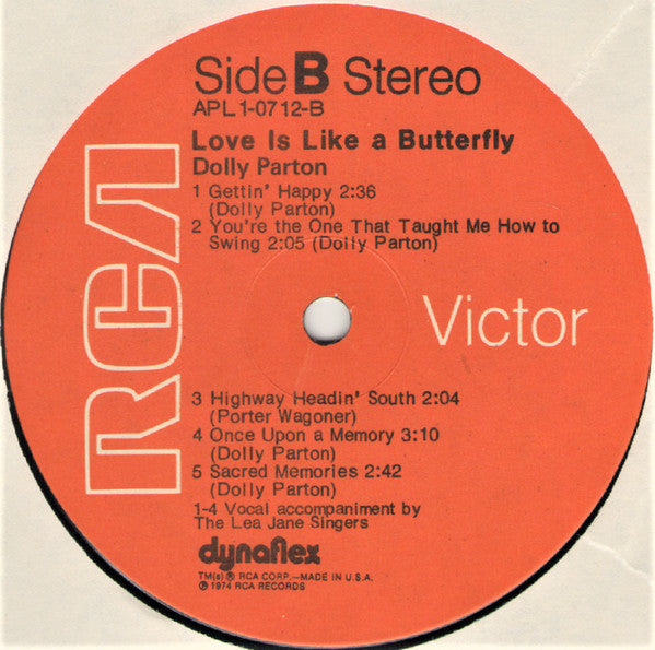 Dolly Parton : Love Is Like A Butterfly (LP, Album, Ind)