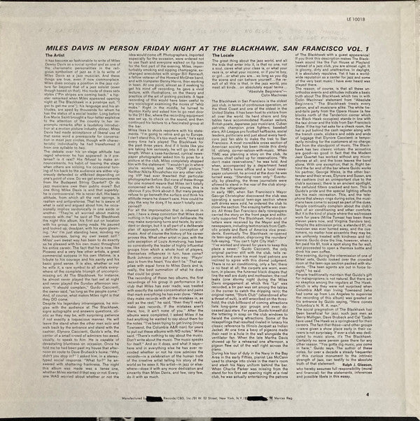 Miles Davis : In Person, Friday Night At The Blackhawk, San Francisco, Volume I (LP, Album, RE)