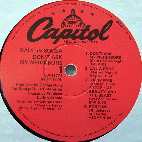 Raul de Souza : Don't Ask My Neighbors (LP, Album, Win)
