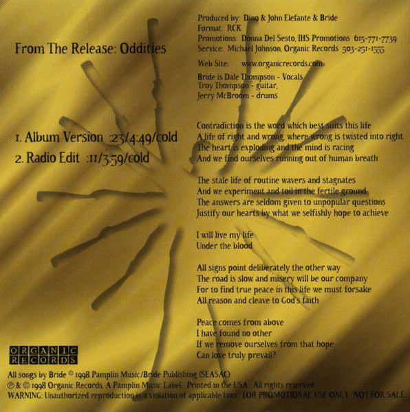 Bride : Under The Blood (Limited-Edition Radio Single) (CD, Single, Ltd, Promo)