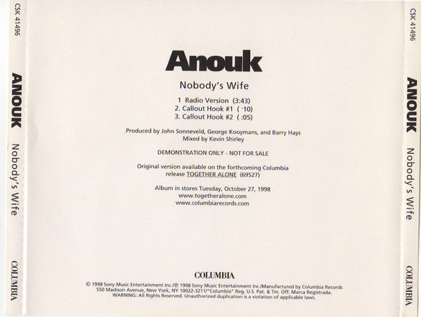 Anouk : Nobody's Wife (CD, Promo)