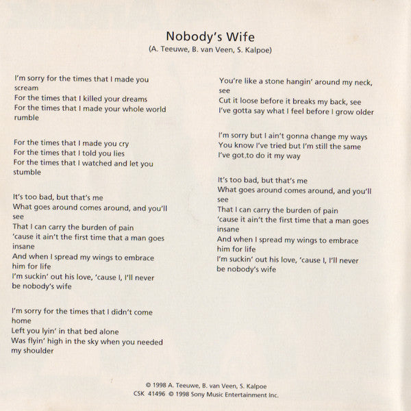 Anouk : Nobody's Wife (CD, Promo)