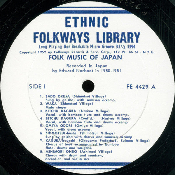 Edward Norbeck : Folk Music Of Japan (LP, RE)