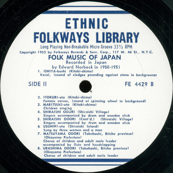 Edward Norbeck : Folk Music Of Japan (LP, RE)