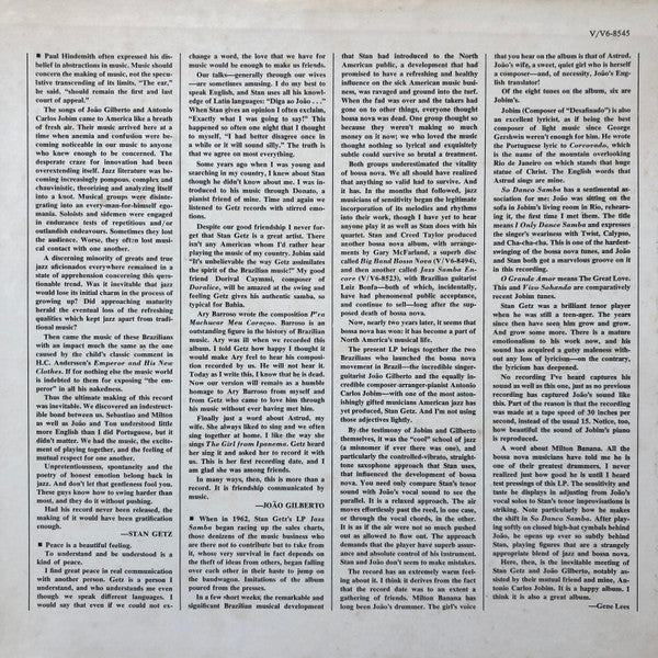 Stan Getz / João Gilberto Featuring Antonio Carlos Jobim : Getz / Gilberto (LP, Album)