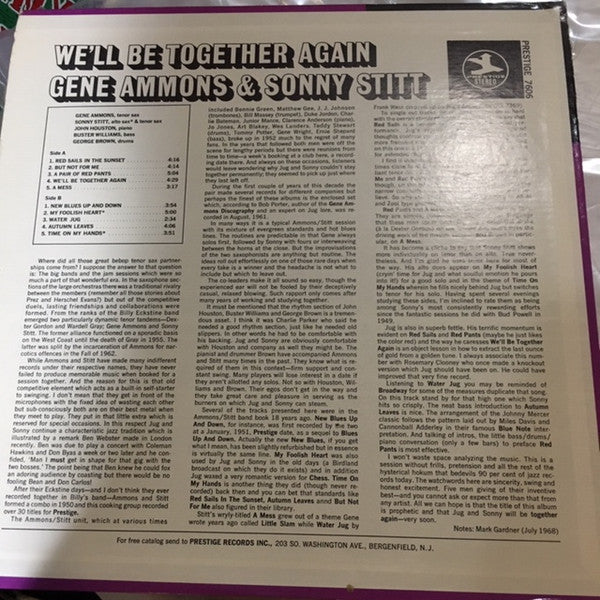Gene Ammons / Sonny Stitt : We'll Be Together Again (LP, Album, RE)