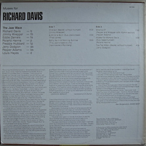 Richard Davis (2) : Muses For Richard Davis - The Jazz Wave (LP, Album)