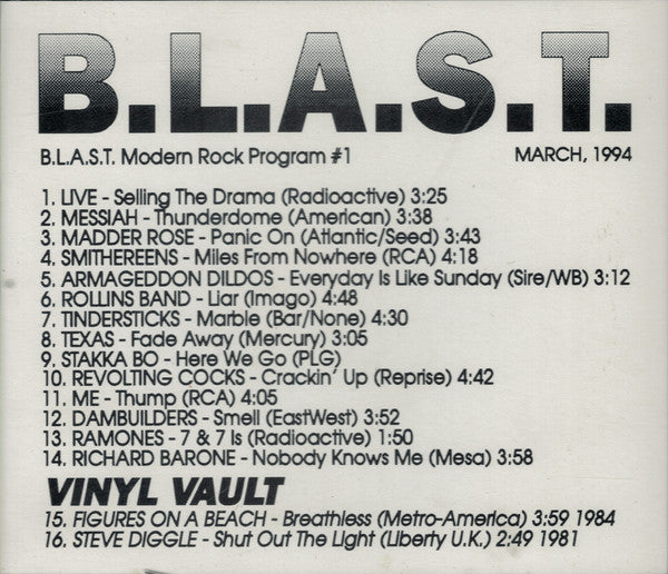 Various : B.L.A.S.T. Modern Rock Program #1 March, 1994 (CD, Album, Comp, Promo)