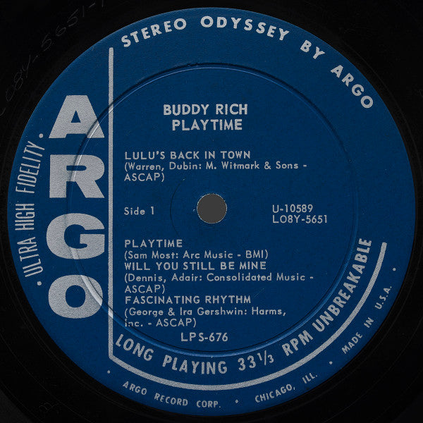 Buddy Rich & His Buddies : Playtime (LP, Album)