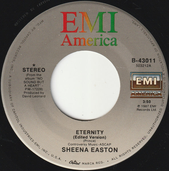Sheena Easton : Eternity (7", Single, Pos)