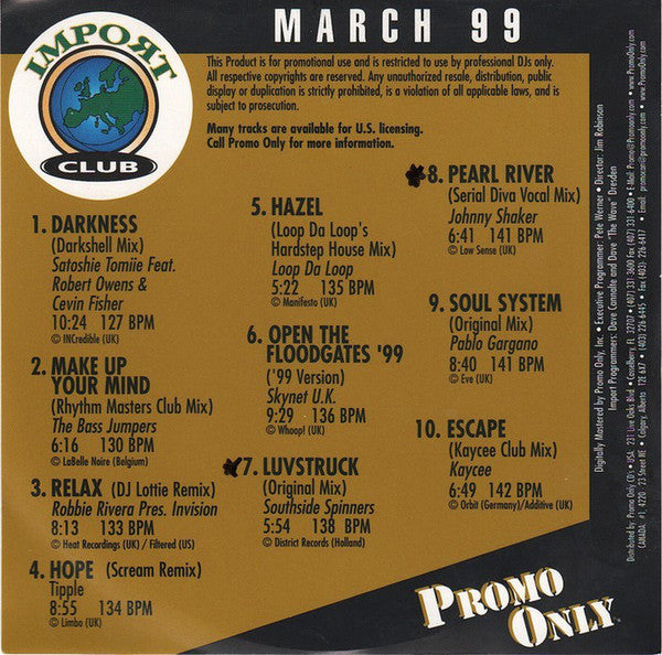 Various : Promo Only Import Club: March 1999 (CD, Comp, Promo)