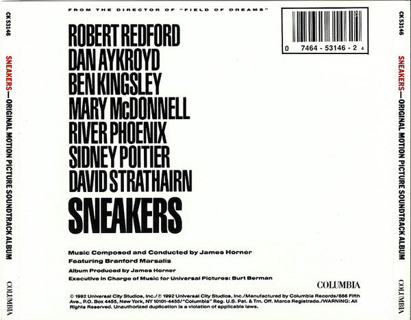 James Horner Featuring Branford Marsalis : Sneakers (Original Motion Picture Soundtrack Album) (CD, Album)