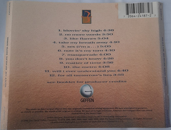 Berlin : Best Of Berlin 1979-1988 (CD, Comp, RP)