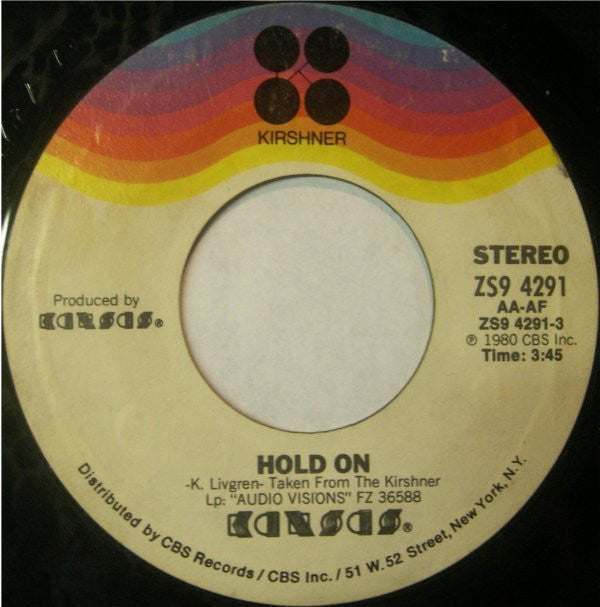 Kansas (2) : Hold On / Don't Open Your Eyes (7", Single, Styrene, Pit)