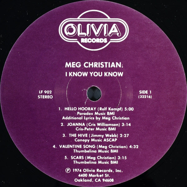 Meg Christian : I Know You Know (LP, Album)