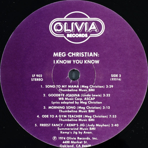 Meg Christian : I Know You Know (LP, Album)