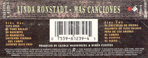 Linda Ronstadt : Mas Canciones (Cass, Album, AR)