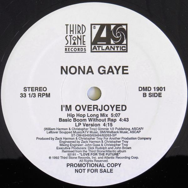 Nona Gaye : I'm Overjoyed (12", Promo)